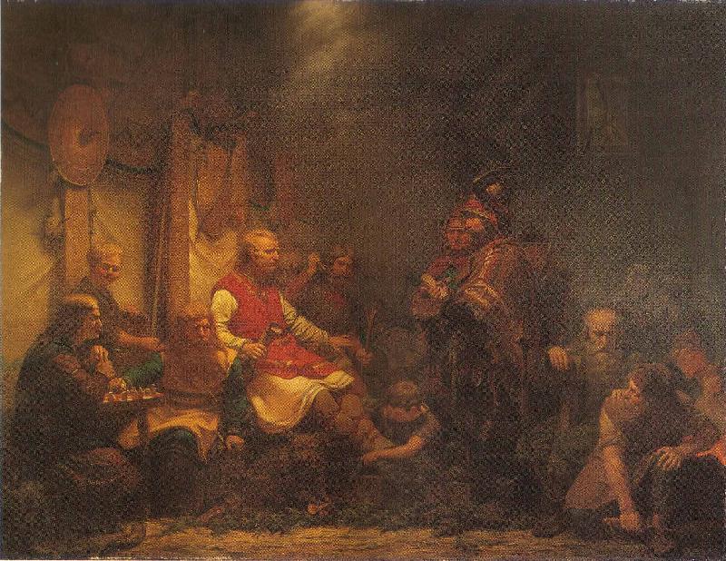 august malmstrom Konung Ellas sandebud infor Ragnar Lodbroks soner France oil painting art